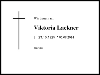 Traueranzeige von Viktoria Lackner von Region Chiemgau